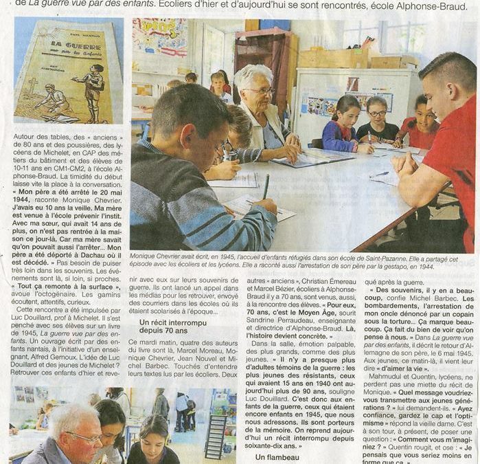 Journée de rencontre avec Les enfants de la guerre, aujourd’hui personnes âgées.